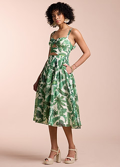 Vestido Estampado De Palmeras Verdes Midi Hailey image5