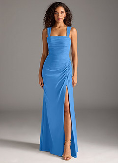 Azazie Jesaphine Abiti da Damigella Abito Tubino in Chiffon Fiocco Blue Jay image5