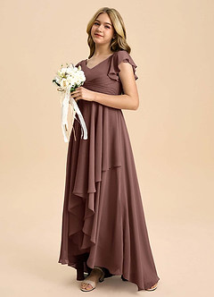 Azazie Caria Junior Espresso A-Line Pleated Chiffon Dress image5