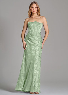 Azazie Ezrena Robes de demoiselle d'honneur Robe Sirène Convertible en Blumen-Burnout Sans bretelles Vert Sauge image4