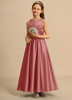 Azazie Ducky Junior Formal Flower Girl Klänningar Klä A-Line i Stretch Satin Plisserad image5
