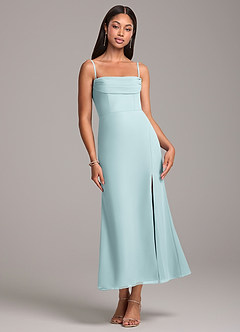 Azazie Saige Bridesmaid Dresses Mist Sheath Off the Shoulder Chiffon Convertible Dress image7