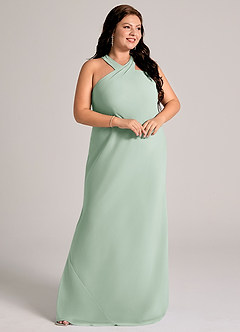 Azazie Doretta Bridesmaid Dresses Agave Mermaid Pleated Chiffon Dress image10