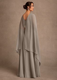 Azazie Liddie vestidos de madre de la novia Vestido de Gris Pardo de Gasa de Corte en A con Plisado image3