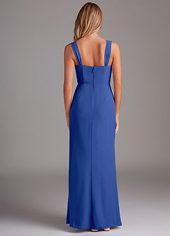 Azazie Denice Robes de demoiselle d'honneur Robe Fourreau en Mousseline de soie Plissé Bleu Roi image2