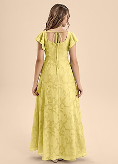 Azazie Bondi Junior Canary A-Line Bow Floral Burnout Dress image2