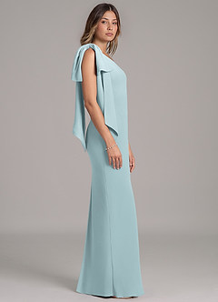 Azazie Capri Bridesmaid Dresses Mist A-Line One Shoulder Chiffon Dress image3