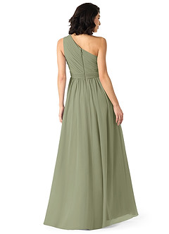 Azazie Mathilda At-home Try On Dresses Agave A-Line One Shoulder Chiffon Dress image2