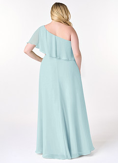 Azazie Lizzy Bridesmaid Dresses Sea Glass A-Line One Shoulder Chiffon Dress image9