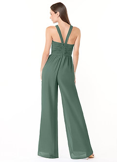 Azazie Berdie Bridesmaid Dresses Sea Moss Halter Chiffon Jumpsuit image2