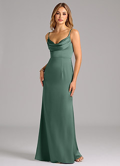 Azazie Aimee Bridesmaid Dresses Eucalyptus A-Line Sweetheart Neckline Stretch Satin Dress image1