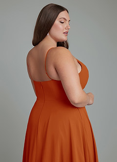 Azazie Amani Brautjungfernkleider A-Linie Plissee Chiffon Kleid Paprika image13