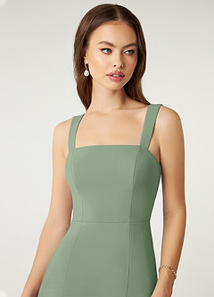 Azazie Alara Bridesmaid Dresses Matcha Sheath Side Slit Stretch Chiffon Dress image6