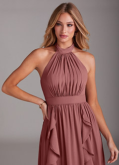 Azazie Avary Bridesmaid Dresses Amethyst A-Line Pleated Chiffon Dress image6