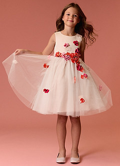 Barbie ♥ Azazie Robe Demoiselle D'honneur Fillette Robe Trapèze en Tulle Sans manches Barbie Multicolore Rose image4