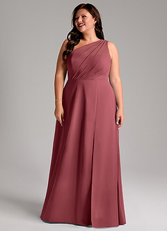 Azazie Phaedra Bridesmaid Dresses Merlot A-Line One Shoulder Chiffon Dress image8