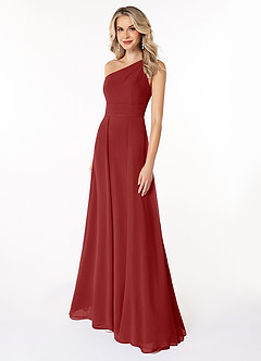 Azazie Dallas Vestidos de damas de honor Vestido de Óxido de Gasa de Corte en A con Hombro unilateral image1