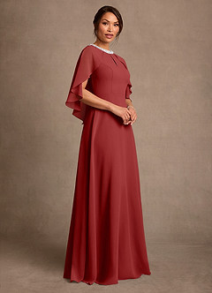 Azazie Winnifred 신부의 어머니 드레스 A라인 구슬 쉬폰 플로어 길이 드레스 image2