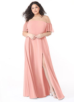 Azazie Sue At-home Try On Dresses Matcha A-Line Off the Shoulder Chiffon Convertible Dress image11