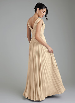 Azazie Kima Bridesmaid Dresses Champagne A-Line Pleated Chiffon Dress image8