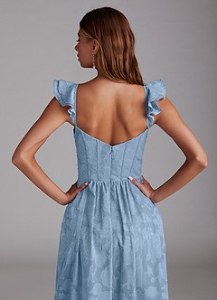 Azazie Denisse Bridesmaid Dresses Powder Blue A-Line Ruched Floral Burnout Dress image7