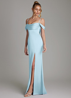 Azazie Nira Brautjungfernkleider Meerjungfrau-Linie Korsett Stretch-Satin Kleid Himmelblau image6