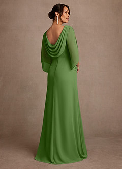 Azazie Anaheim Mère de la mariée Robes Robe Trapèze en Mousseline de soie Plissée Basilic image2