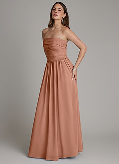 Azazie Andreina Bridesmaid Dresses Bronzer A-Line Pleated Chiffon Dress image4
