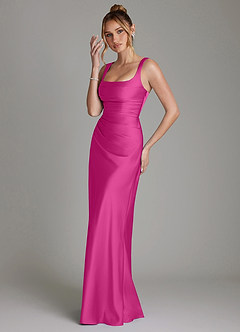 Azazie Agustina Bridesmaid Dresses Fuchsia Mermaid Corset Stretch Satin Dress image5