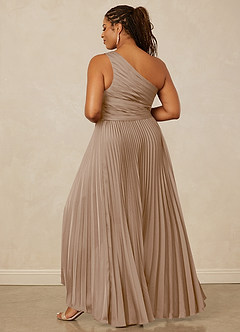 Christian Siriano Bridal for Azazie 1008 Robes de demoiselle d'honneur Robe Trapèze en Satin extensible Ue épaule Taupe image14