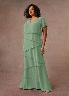 Azazie OHara Mother of the Bride Dresses Matcha A-Line V-Neck Chiffon Dress image22