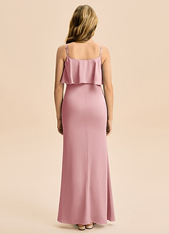 Azazie Galene Junior Abito Sirena in Raso Elasticizzato Rosa Polverosa image2