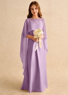 Azazie Fishie Girls Formal Robe Demoiselle D'honneur Fillette Robe Trapèze en Mat Satiné Glycine image3