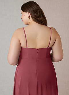 Azazie Emerald Bridesmaid Dresses Merlot A-Line Ruffled Chiffon Dress image10