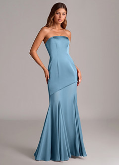 Azazie Uma Bridesmaid Dresses Steel Blue Mermaid Strapless Chiffon Convertible Dress image3
