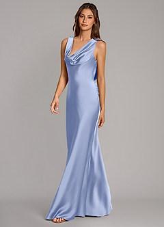 Azazie Cheryl Brautjungfernkleider Meerjungfrau-Linie Stretch-Satin Kleid Eis image3