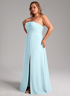 Azazie Wren Bridesmaid Dresses Cloud Blue A-Line Side Slit Chiffon Convertible Dress image12