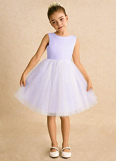 Azazie Esme Abiti da Ragazza di Fiori Abito Principessa in Tulle Fiocco Lilla image6