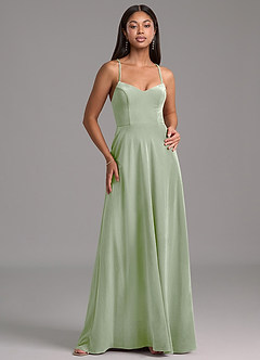 Azazie Mei Bridesmaid Dresses Dusty Sage A-Line Corset Velvet Dress image5