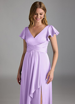 Azazie Omari Bridesmaid Dresses Lilac A-Line Stretch Satin Dress image4
