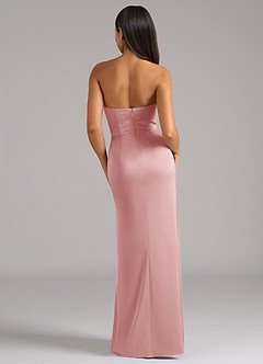 Azazie Marla Bridesmaid Dresses Powder Pink Sheath Strapless Stretch Satin Convertible Dress image6