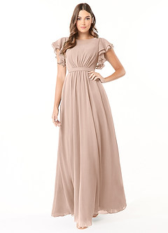 Azazie Daphne Modest Bridesmaid Dresses A-Line Ruffled Chiffon Floor-Length Dress image1