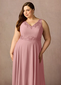 Azazie Devana Mère de la mariée Robes Robe Trapèze en Mousseline de soie Sequins Rose Poussiéreuse image15