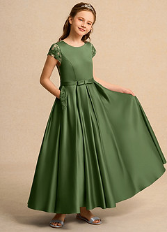 Azazie Bunny Junior Formal Sukienki dla dziewczynek sypiących kwiaty Suknia balowa Koronka Sznurówka Długość kostki Sukienka image1