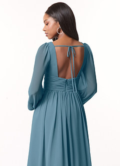 Azazie Norah Bridesmaid Dresses Bermuda A-Line V-Neck Long Sleeve Chiffon Dress image3