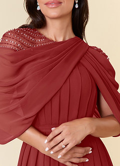 Azazie Olena Mother of the Bride Dresses Rust A-Line Sequins Chiffon Dress image5