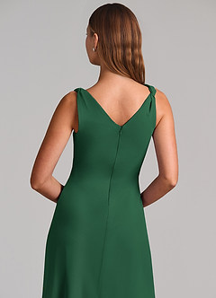 Azazie Nerine Brudtärnklänningar Klä av A-Linje i Chiffong Plisserad Mörkgrön image7