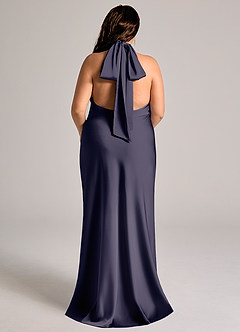 Azazie Velli Abiti da Damigella Abito Sirena in Raso Elasticizzato Collo Alto Stormy image9