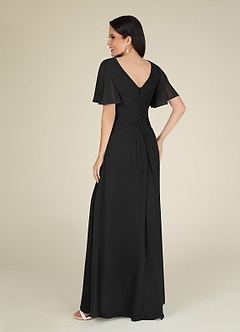 Azazie Morning Glory Mother of the Bride Dresses A-Line V-Neck Ruched Chiffon Floor-Length Dress image2