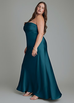 Azazie Saylor Jurken voor bruidsmeisjes Jurk van Stretch Satijn met Zeemeermin Strapless Inkt Blauw image13